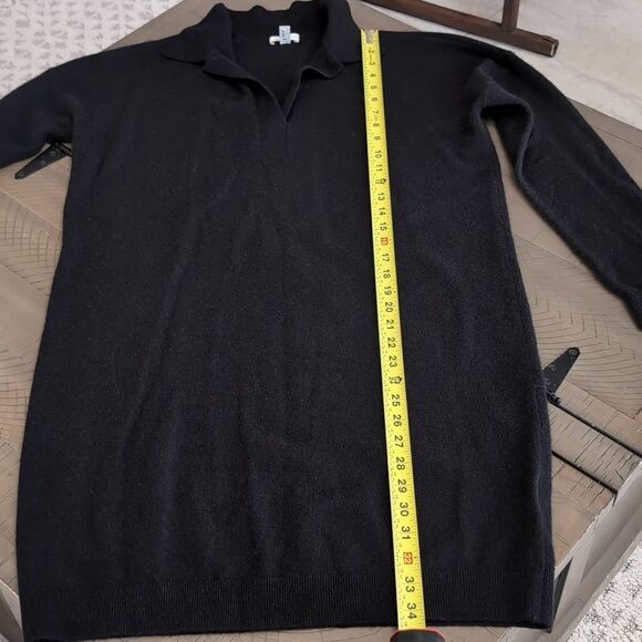 Garnet Hill Frida Polo Black Cashmere Sweater Dress Sz M - Picture 10 of 12